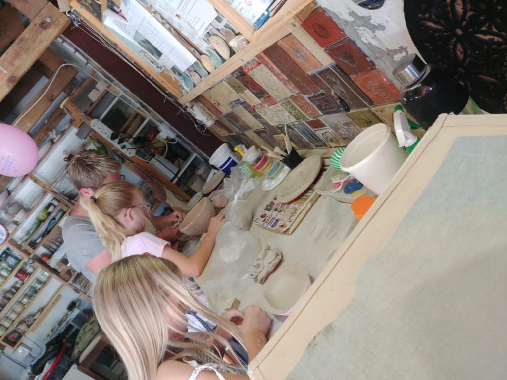 Ceramics kids pottery party press moulding